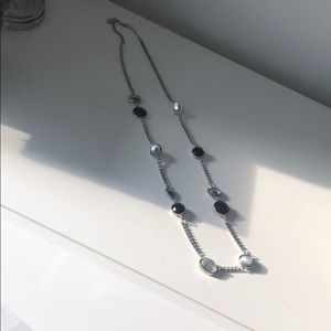 Black and silver long necklace